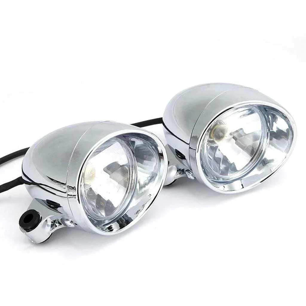 Set of 2 4\'\' Chrome Motorcycle Bullet Front Headlight Fog Light Lamp for Harley