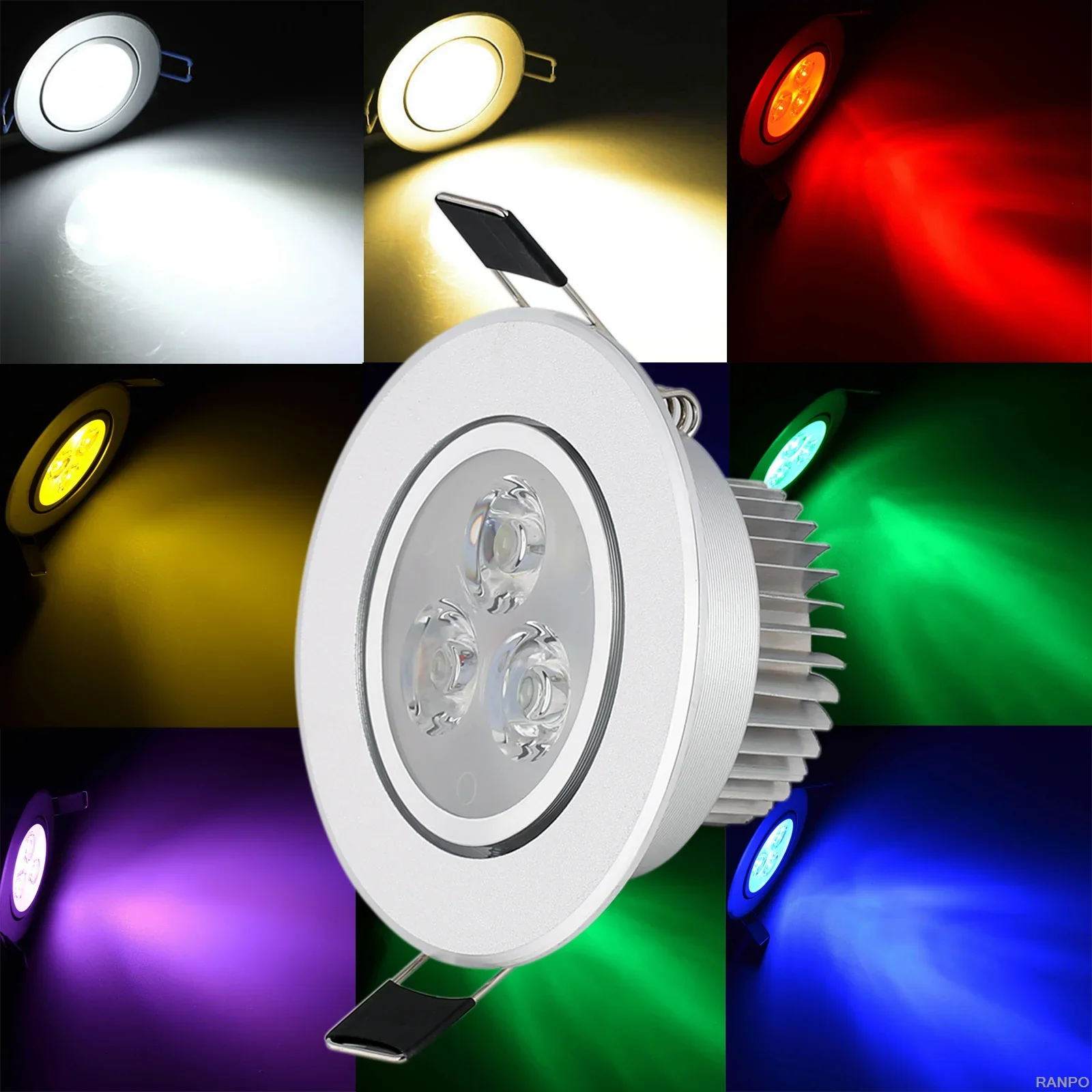 Lámpara LED empotrada en el techo, foco de luz descendente, 8 colores, 6W, Ultra brillante, CA 220V 110V, para decoración del hogar y Hotel