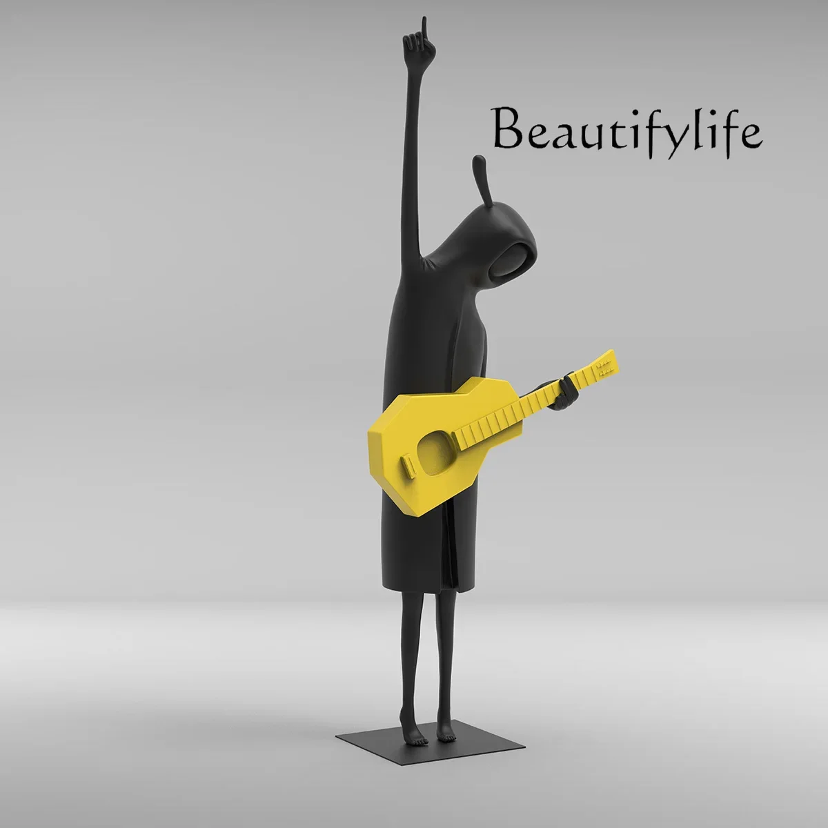 Creative soft decoration artwork ornament abstract figure playing guitar landscape landing large sculpture