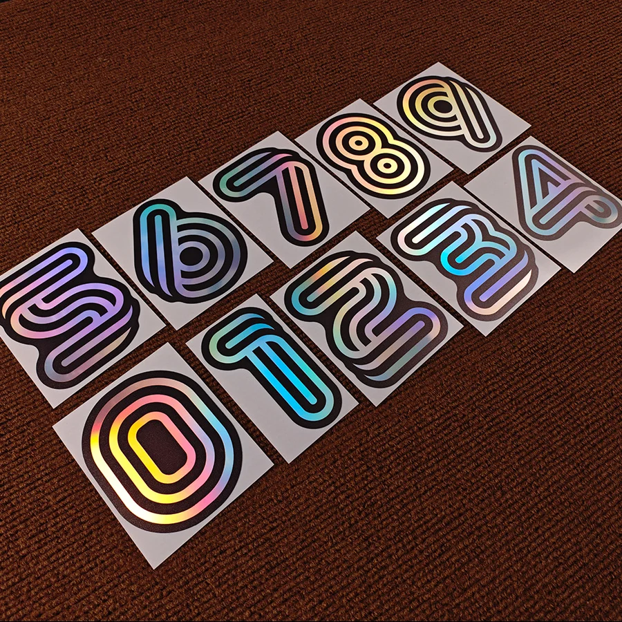 2Pcs/set Reflective 0-9 Number Vinyl Stickers Waterproof Decals for Motorcycle Bicycle Car Window Bumper