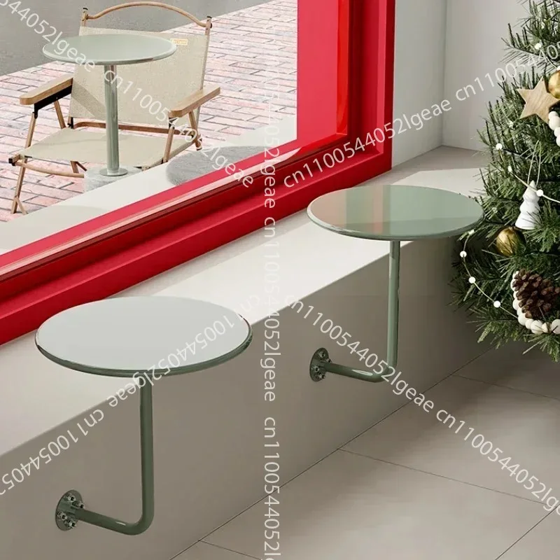 Wandmontierter Kleiner Runder Tisch, Wandmontierter Beistelltisch, für Dessertläden, Kaffeetisch, Industrieller Stil Wand-zu-Wand