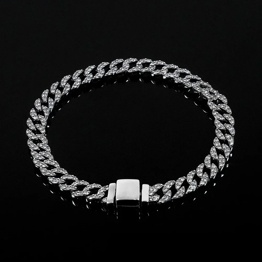 Trendy 925 sterling silver exquisite zircon Cuban chain bracelet fit original design women's fashion bracelet DIY jewelry gift