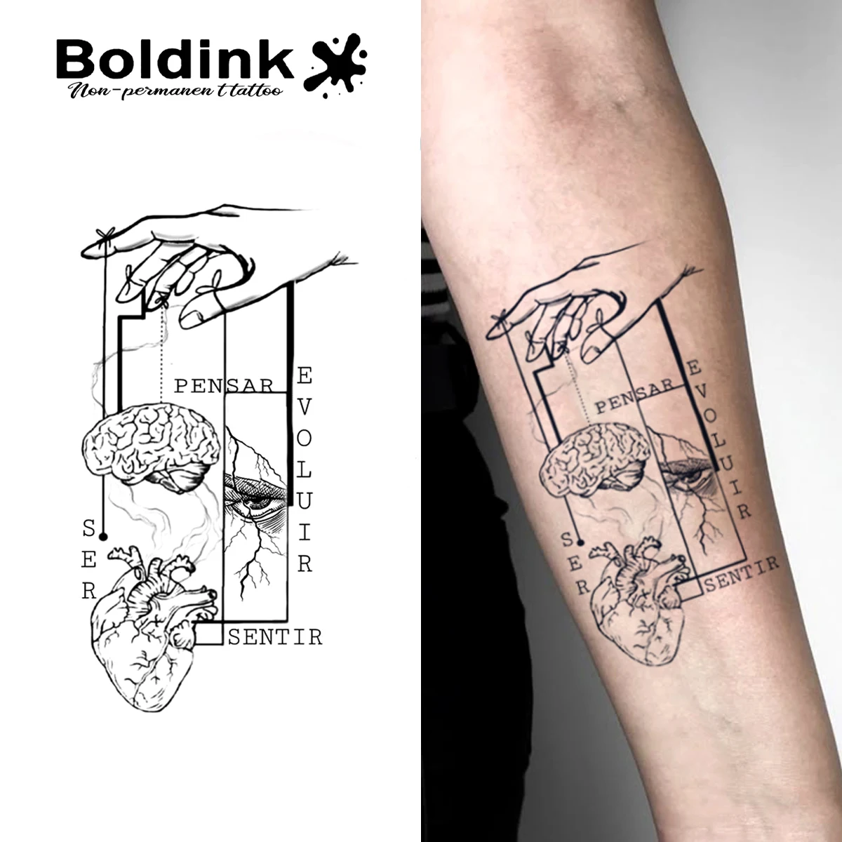 

Meeting Of Minds Temporary Tattoo,Lasts To 15 Days New Technology Magic Waterproof Semi Permanent Sticker.