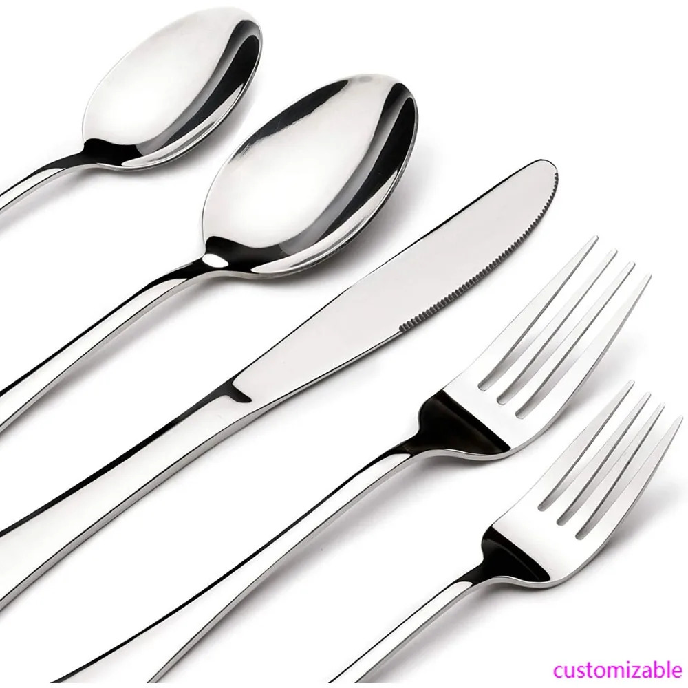

12-Person Stainless Steel Flatware Set: 60-Piece Heavy Duty Silverware with Steak Knives, Forks, and Spoons