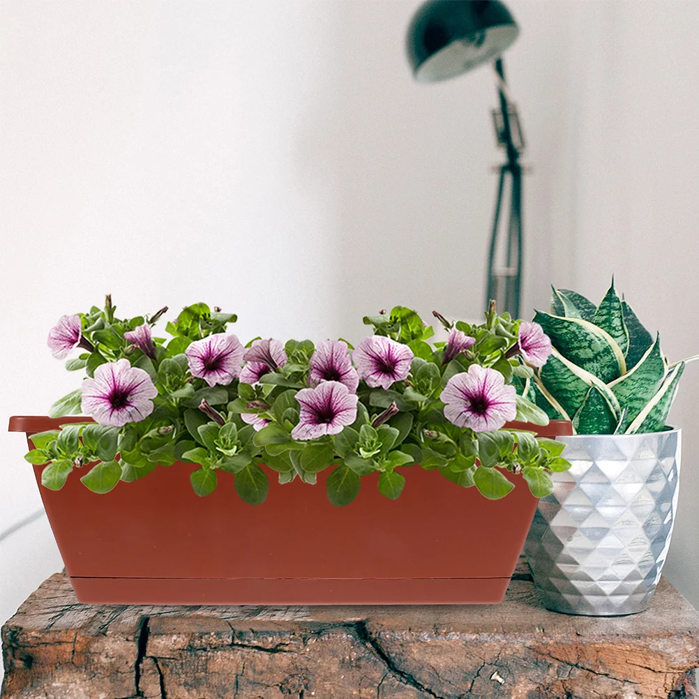 

4 set Rectangle Planter Box 12 Inch Vegetable Growing Pot Flower Planting Container Resin Material For Garden Patio Indoor