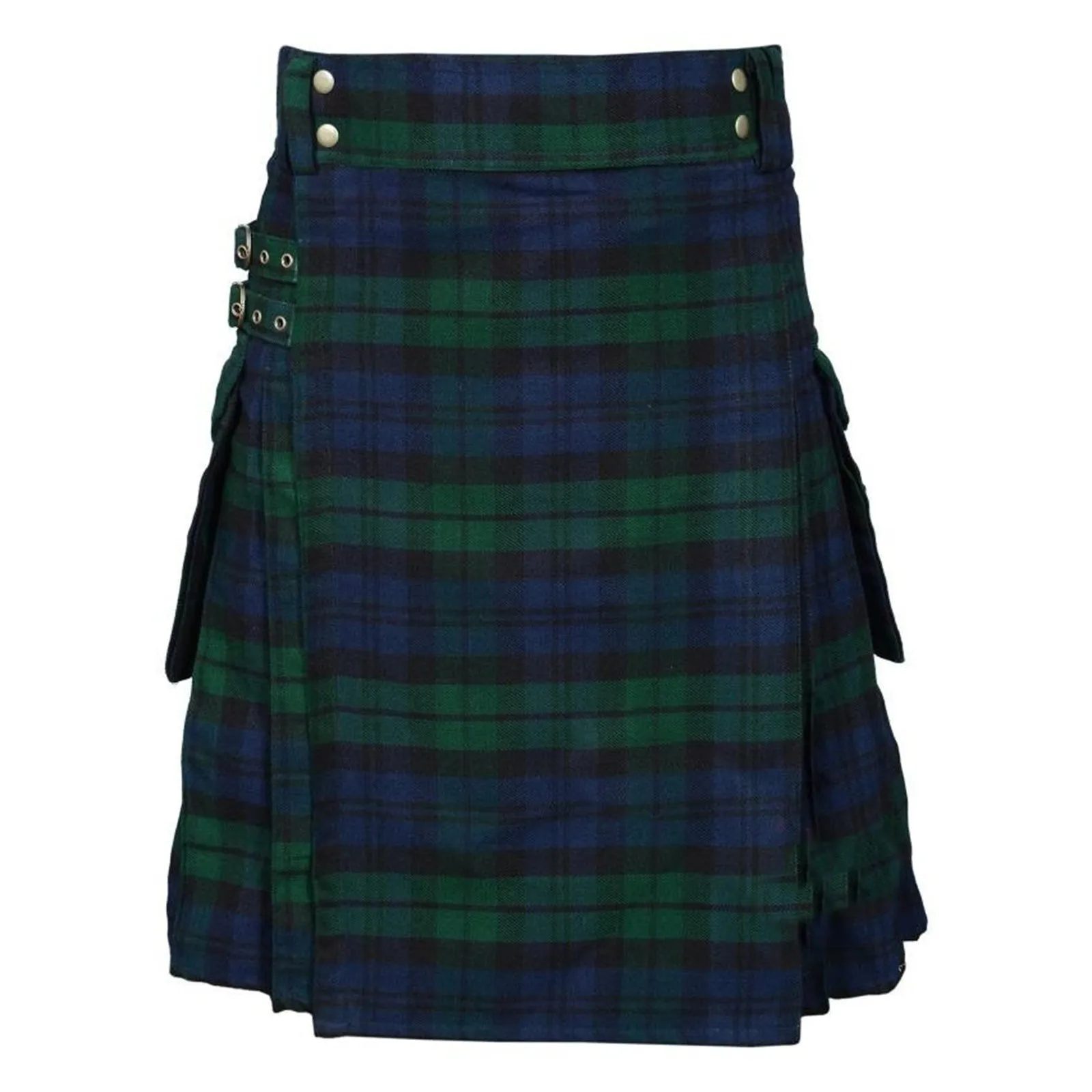 

Men's Classic Vintage Plaid Pleated Skirt Fashion Scottish Clashing Color Skirt Large Size Loose Casual Pocket Pleated Skirt