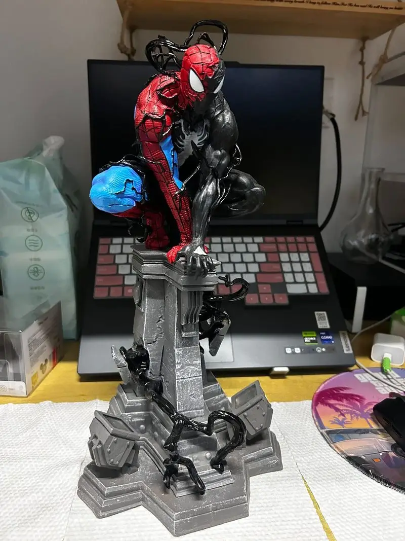 New 37.5cm Piderman Venom Symbiotic Doll Spider Man Pvc Gk Figure Luminous Desktop Ornament Statue Model Toy Gift view 6