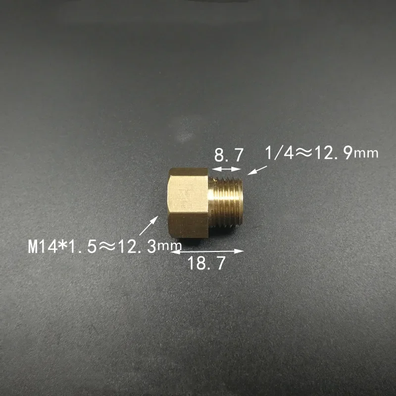 Adaptador de conector de latón M14x1.5 hembra métrica a 1/8 '', 1/4'', 3/8 '', 1/2'', rosca macho BSP, reductor de tuberías