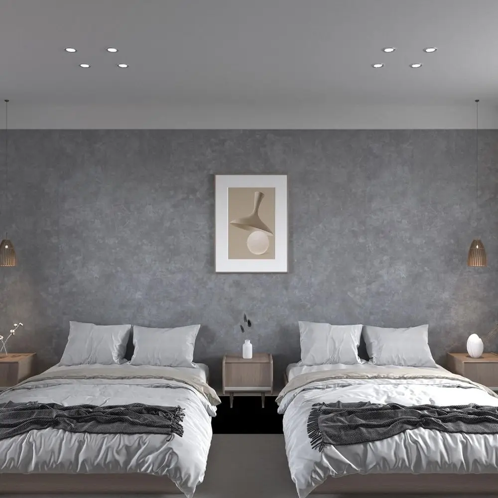 วอลเปเปอร์ลายคอนกรีตสีเทาอ่อน กันน้ำ ขนาดกว้างพิเศษ แบบลอกและติด สำหรับผนังบ้านและสำนักงาน