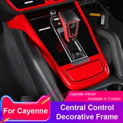 For Porsche Cayenne 2018 2019 2020 2021 2022 2023 Car Console Gear Shift And Central Control Decorative Frame Cover Trim Parts