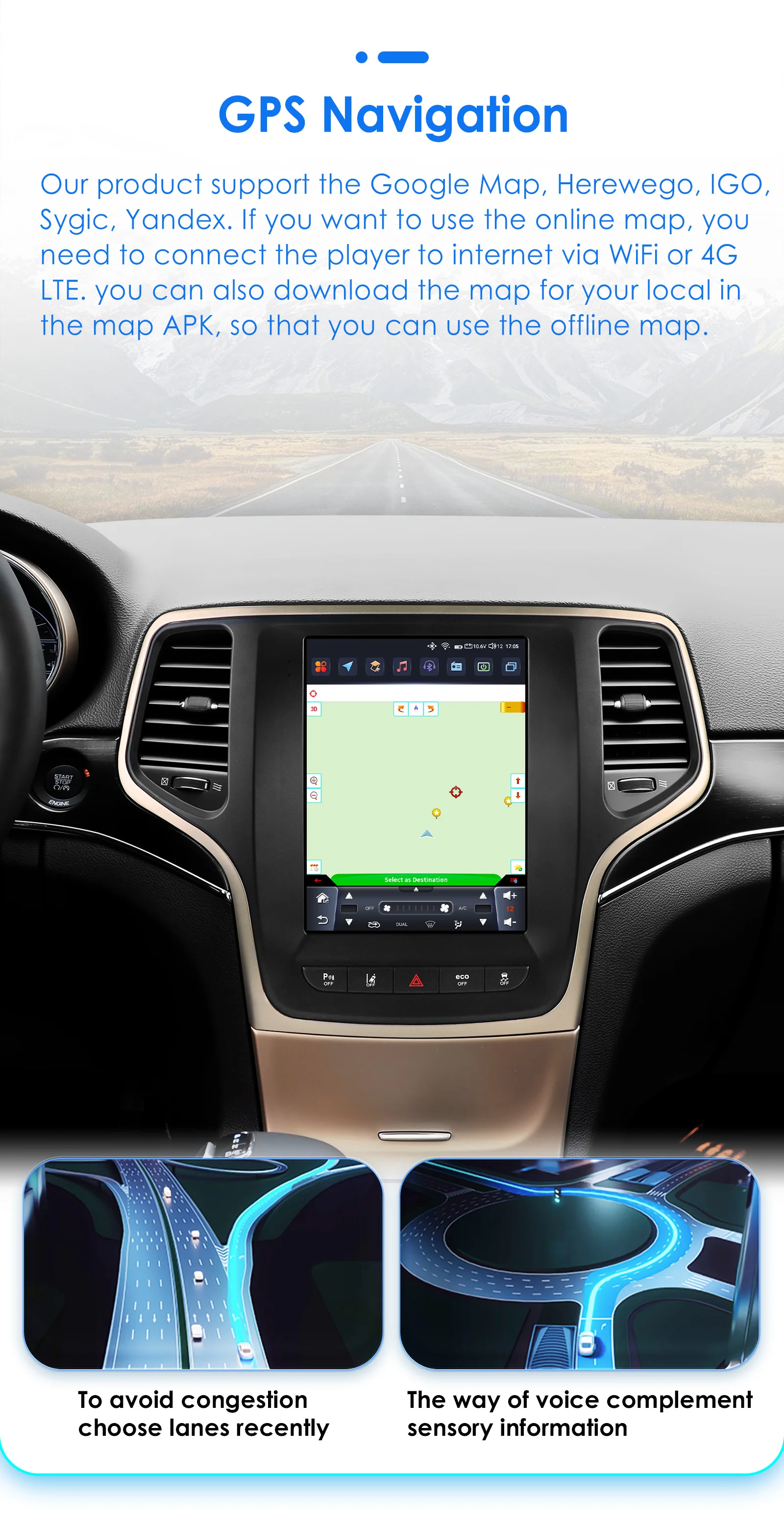 Hizpo 9,7-Zoll-Android-Auto-Multimedia-Player für Jeep Grand Cherokee 2014 - 2022 Carplay Navigation GPS 4G WIFI Stereo Radio BT – Detail 24