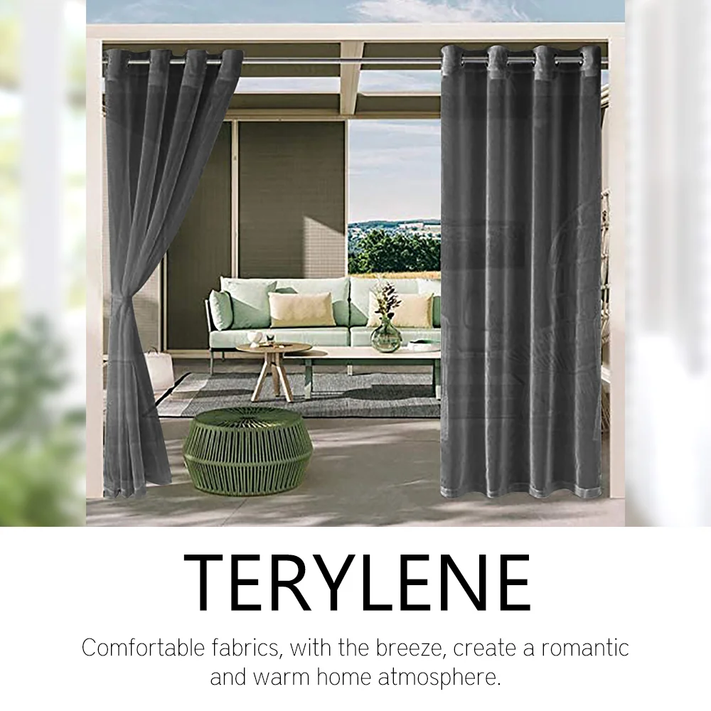 

1PC Curtain Modern Simple Waterproof Solid Color Trilon Transparent Perforated Sunscreen Antiple UV Curtain Fabric