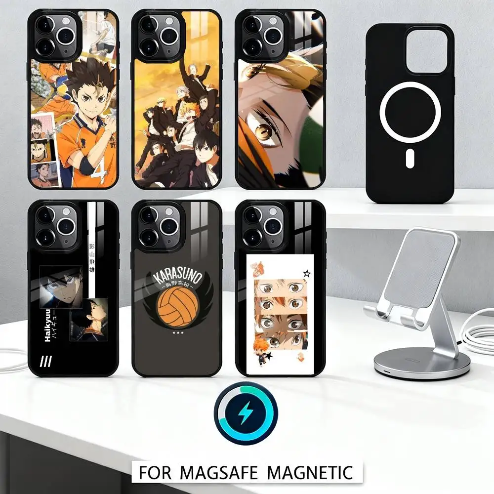 

Anime Haikyuu Team Karasuno Phone Case Magnetic For iPhone17 16 15 14 13 12 Pro Max For Magsafe Wireless Charging Cover