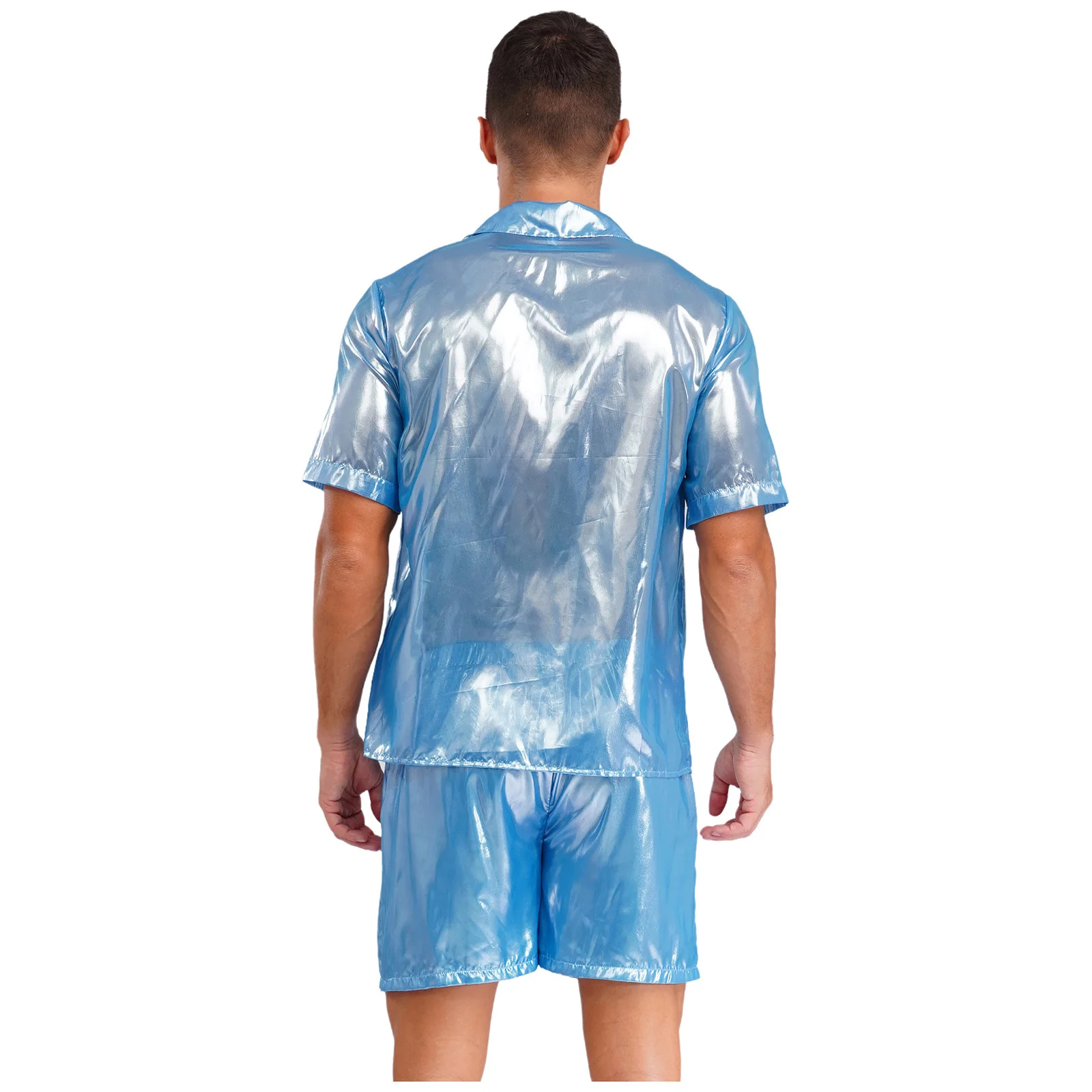 Ropa de playa brillante para hombre, camiseta transparente con garabatos de agua, Top y cintura elástica, calzoncillos Boxer sueltos para piscina, playa, ropa para discoteca nocturna
