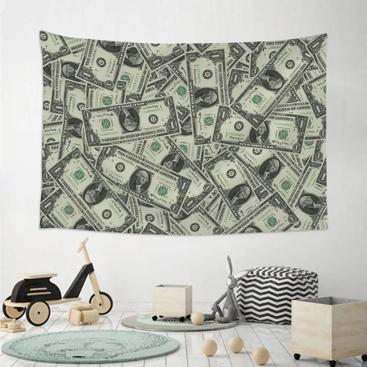 Money Dollars Bill Pattern Tapestry Art Wall Hanging Aesthetic Home Decoration Tapestries for Living Room Bedroom Dorm Room
