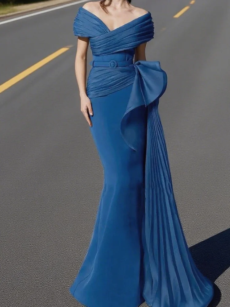 간단한 여성 인어 이브닝 드레스 오프 어깨 민소매 댄스 파티 드레스 맞춤형 이브닝 드레스