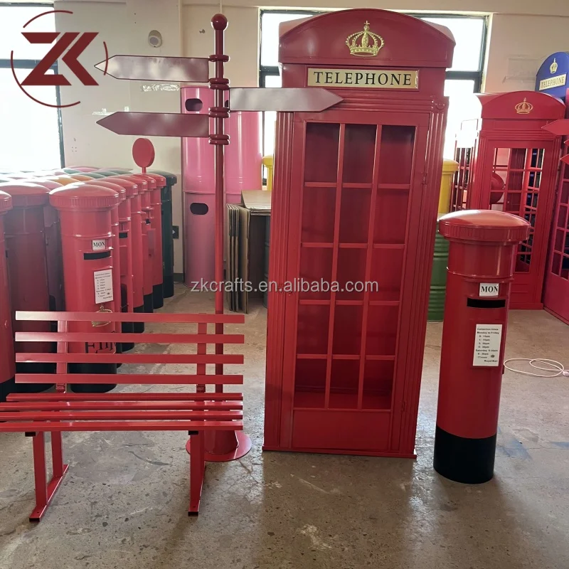Telephone Booth for Events Decor Metal Crafts with Audio Guestbook Phone Booth for Decoration