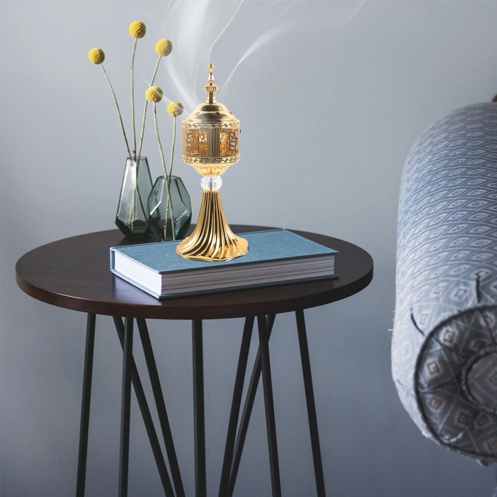 

Metal Electric Incense Burner Vintage Plug in Censer Holder Eu Plug Aroma Incense Stove Portable Home Use Electric Censer Burner