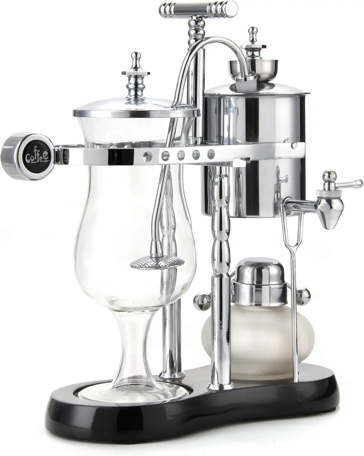 Belgian/Belgium Luxury Royal Family Balance Siphon/Syphon Coffee Maker, Elegant Double Ridged Fulcrum with Tee Handle (Classic