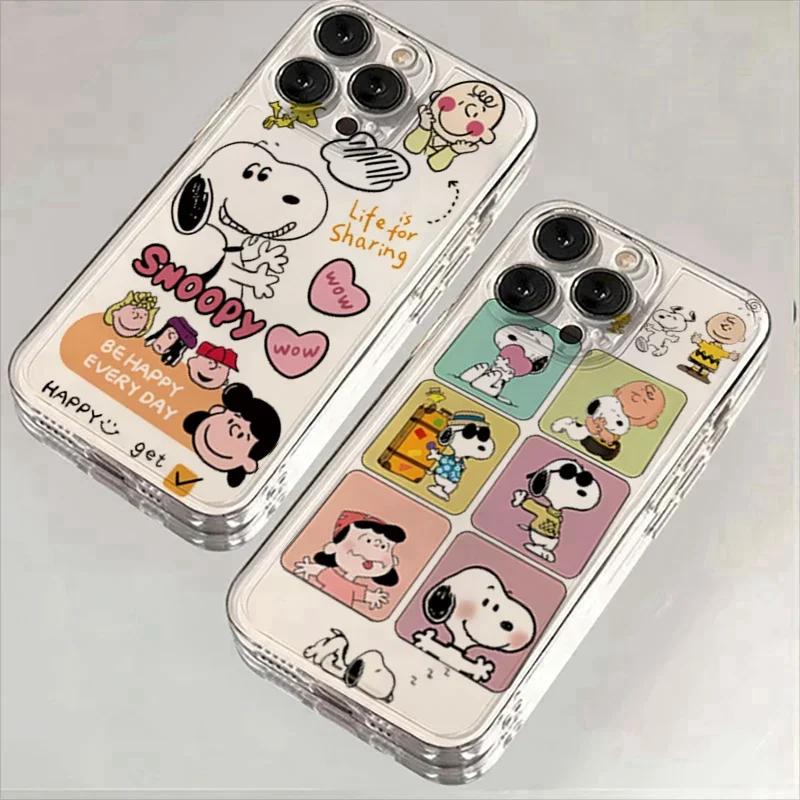 Case For iPhone 16 15 14 Plus 16E 13 12 11 Pro Max Mini cover Funny Snoopy Cute Soft