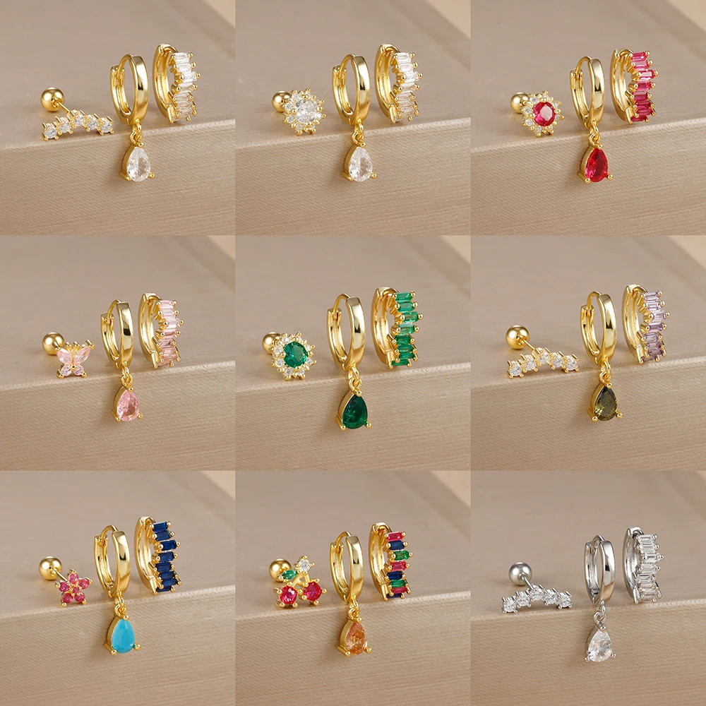 

3 шт., модные серьги-капли из нержавеющей стали, комплект для женщин, круглый кулон с геометрическим рисунком, ювелирные аксессуары для пирсинга хряща