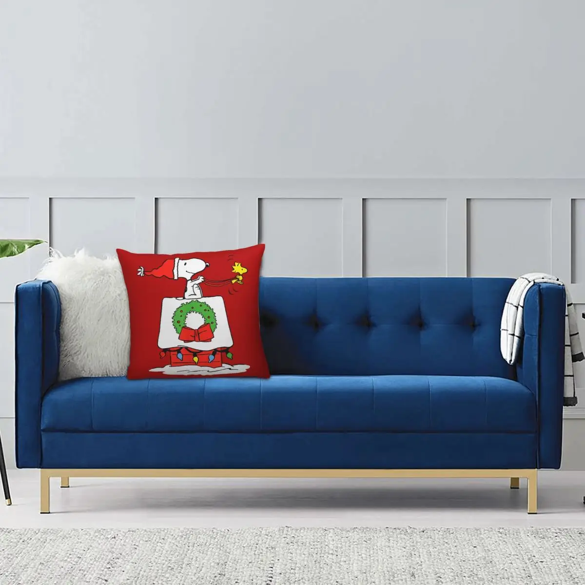 سنوبي وودستوك المخدة المطبوعة غطاء وسادة بوليستر ديكور عيد ميلاد سعيد كيس وسادة غطاء السرير سستة 40X40cm