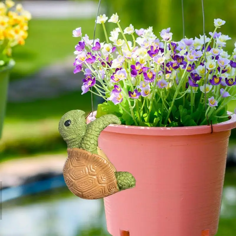 Pot Hugger For Planter Indoor Planter Turtle Hangable Ornament Climbing Animal Figurine Flower Pot And Vase Hugger Fence Lawn