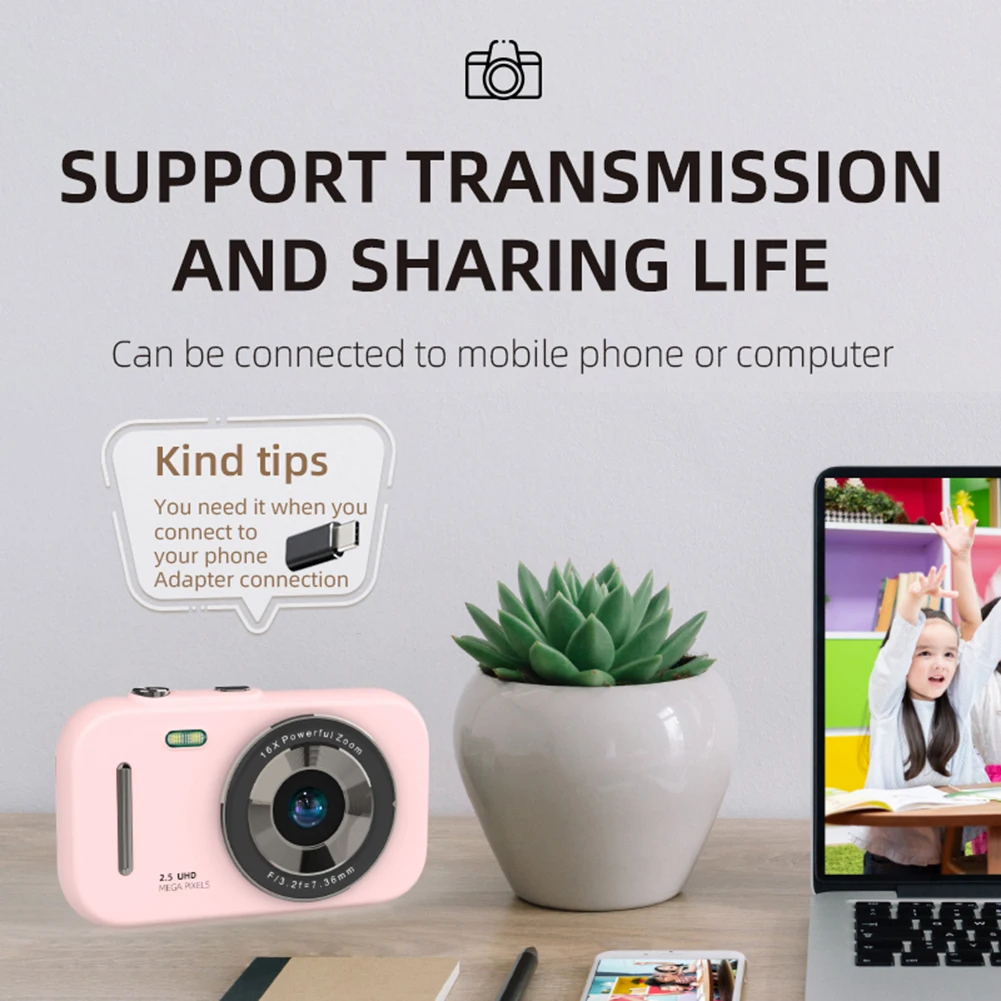 Digital Camera 48MP 1080P Vlogging Camera 2.8inch IPS Screen Small Travel Camera 16X Zoom Boys and Girls Christmas Birthday Gift