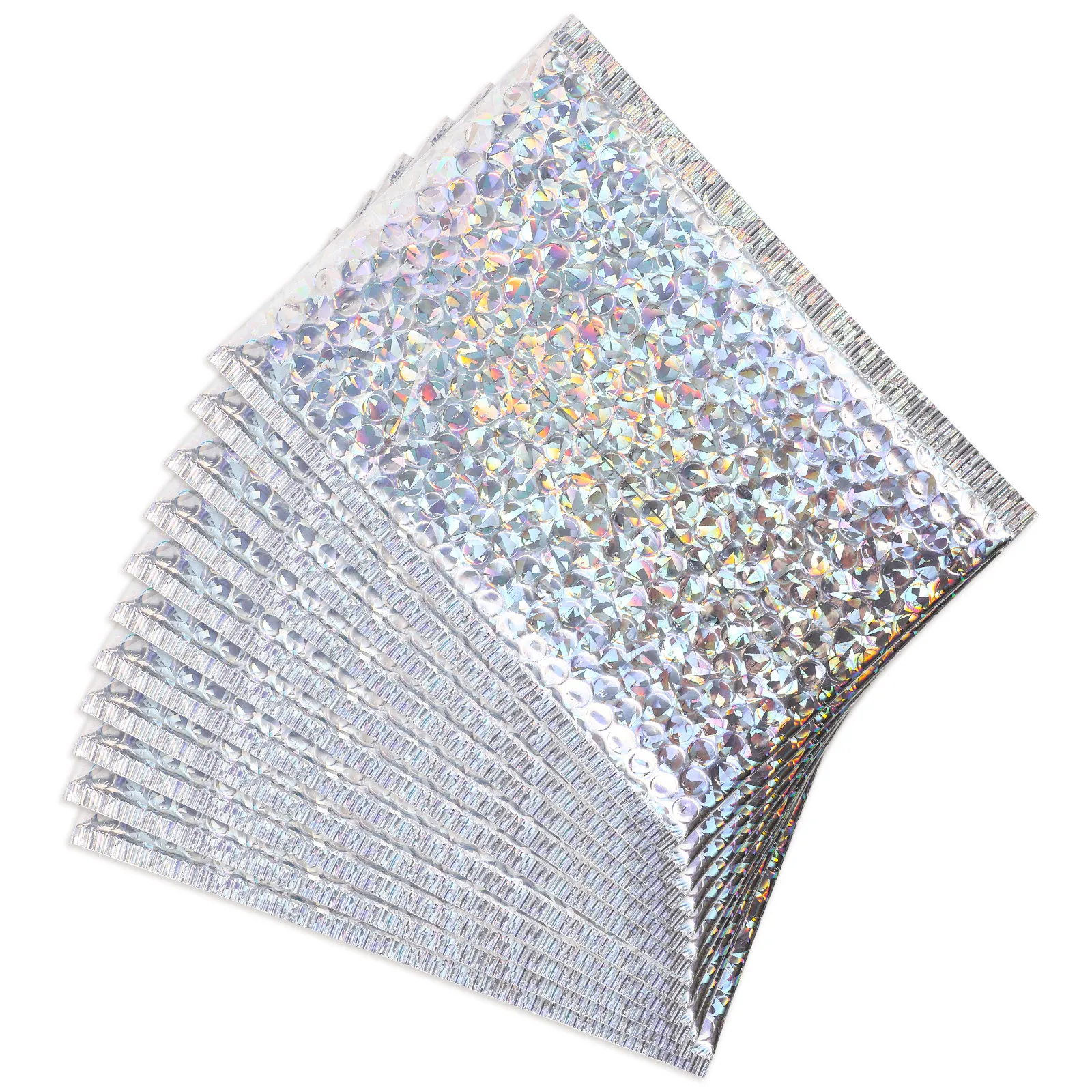 20Pcs Laser Holographic Bubble Envelopes Heavy-Duty Self-Adhesive Mailers Protective Packaging for Ecommerce Mailing Bags