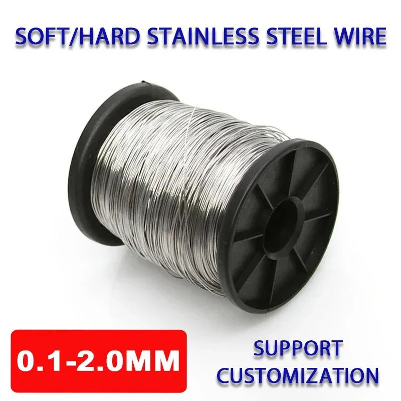 

304 Stainless Steel Wire Soft/Hard Steel Wire Single Strand Lashing Round Bright Steel Wire Dia 0.1-2.0mm L=5/10 Meters