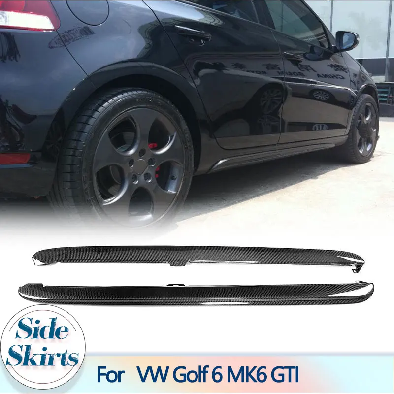 Car Side Skirts Aprons Body kits for Volkswagen VW Golf 6 MK6 VI and GTI 2010-2013 Carbon Fiber Car Door Side Skirts Extensions