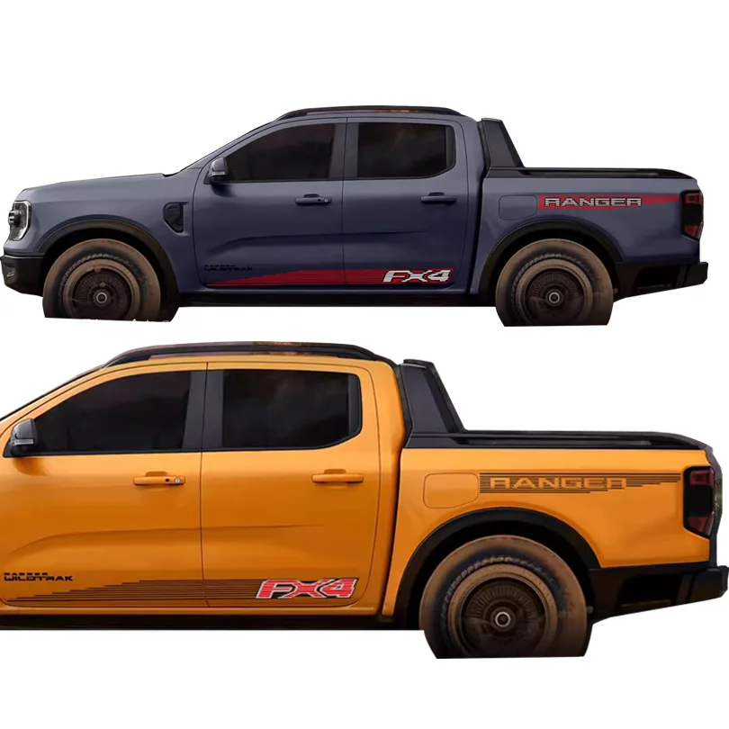 Racing Speed Fx4 Off Road Side Lower Skirt Line Sticker Bedside Stripe Stickers Graphics Decal Wrap Kit for Ford Ranger