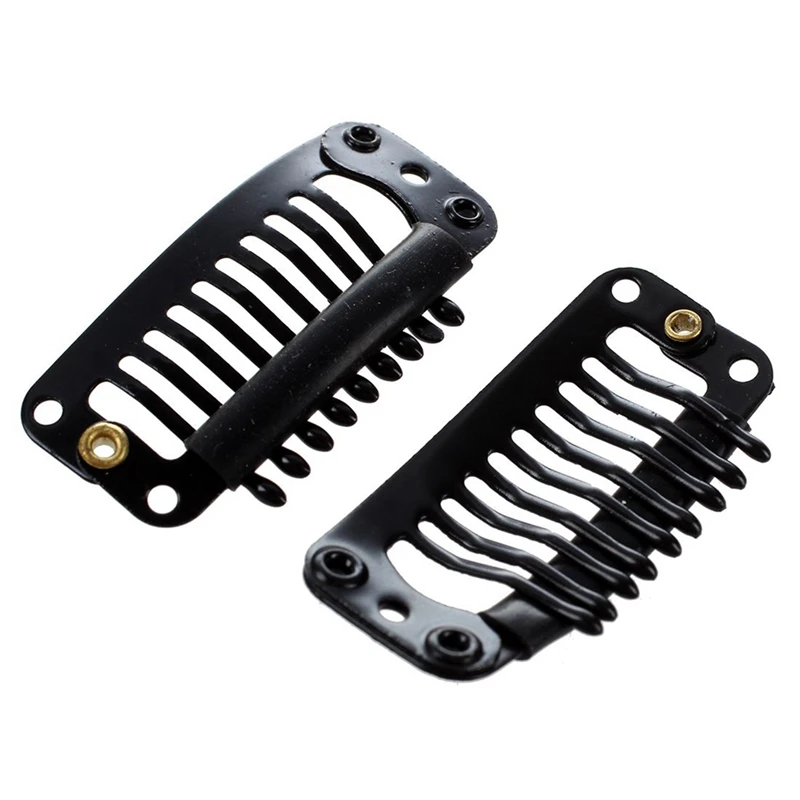 

200Pcs Black Nine-Tooth Clip For Hair Extension Snap Clip For DIY Use(Black)32MM L