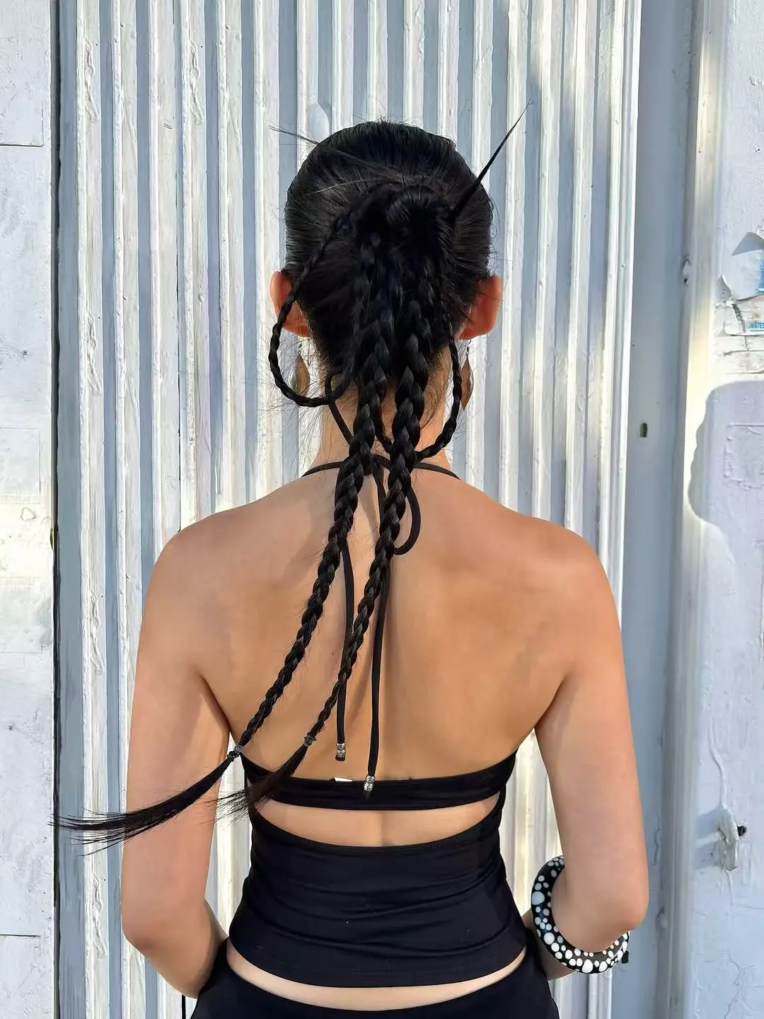 Tank multi-color adjustable halter neck crop top, cherry red and pink strappy back with cut-out design.