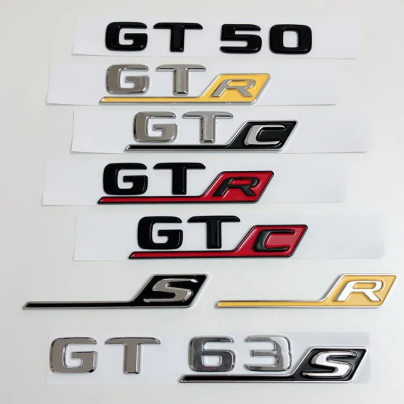 メルセデス用のエンブレム付き3Dステッカー,車用のエンブレムストリップ1セットamg gt r c gtr gts gt50 gt43 gt53 gt63s w190 w251