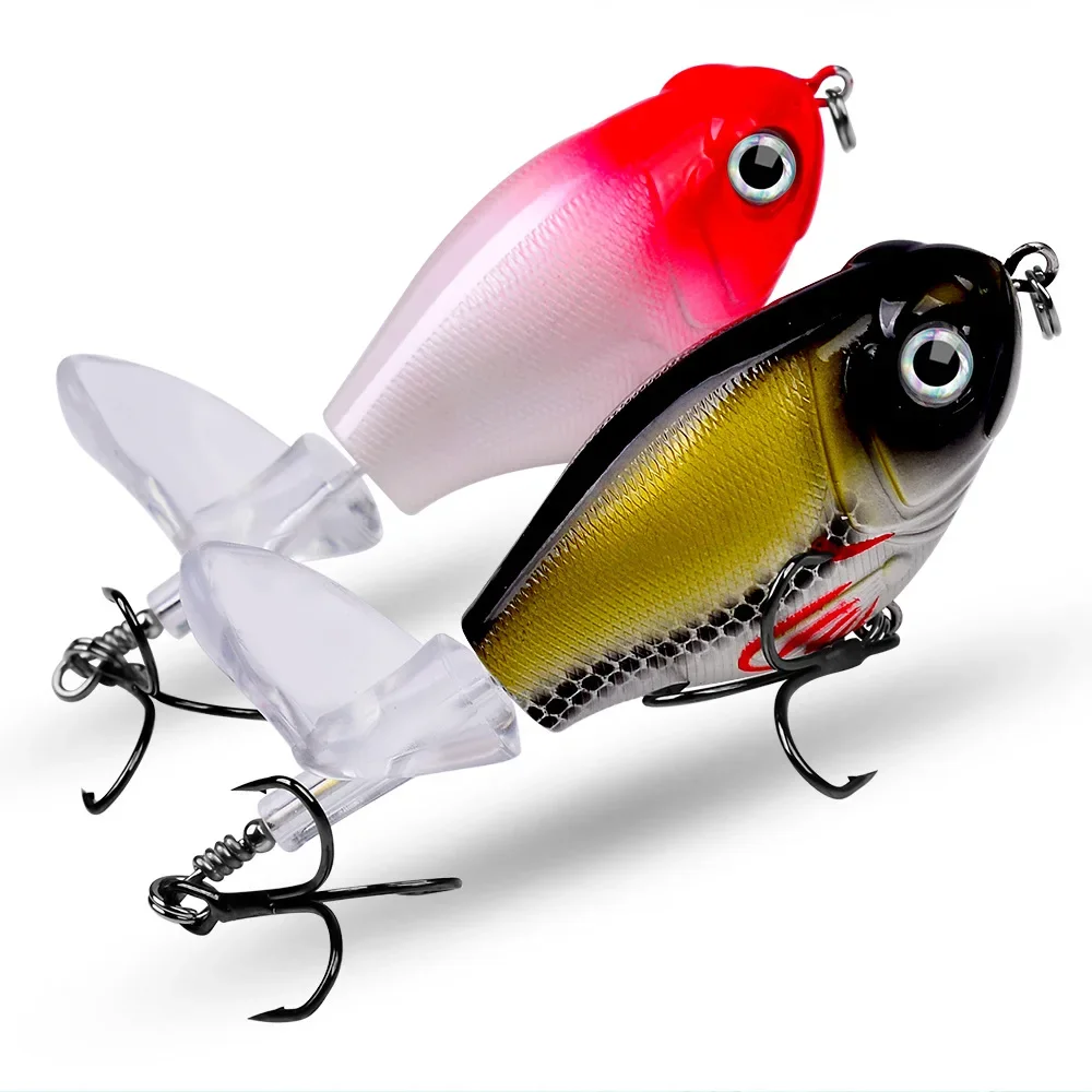 1Pc 11.5/16g Whopper Fishing Lure Topwater Floating Artificial Hard Popper Bait with Rotating Tail Wobbler Fishing