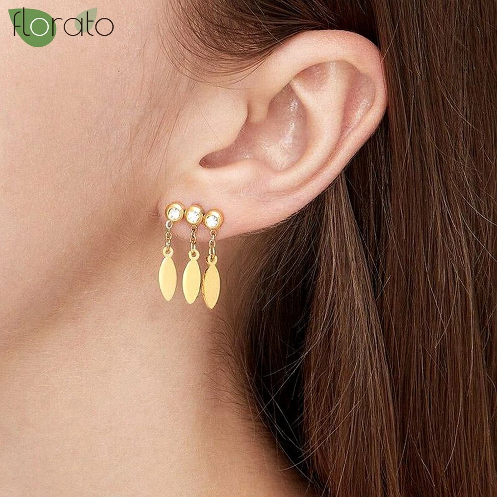 

925 Sterling Silver Needle Geometric Fringe Delicate Stud Earrings High Quality Jewelry Gold Earrings for Women Accessories Gift