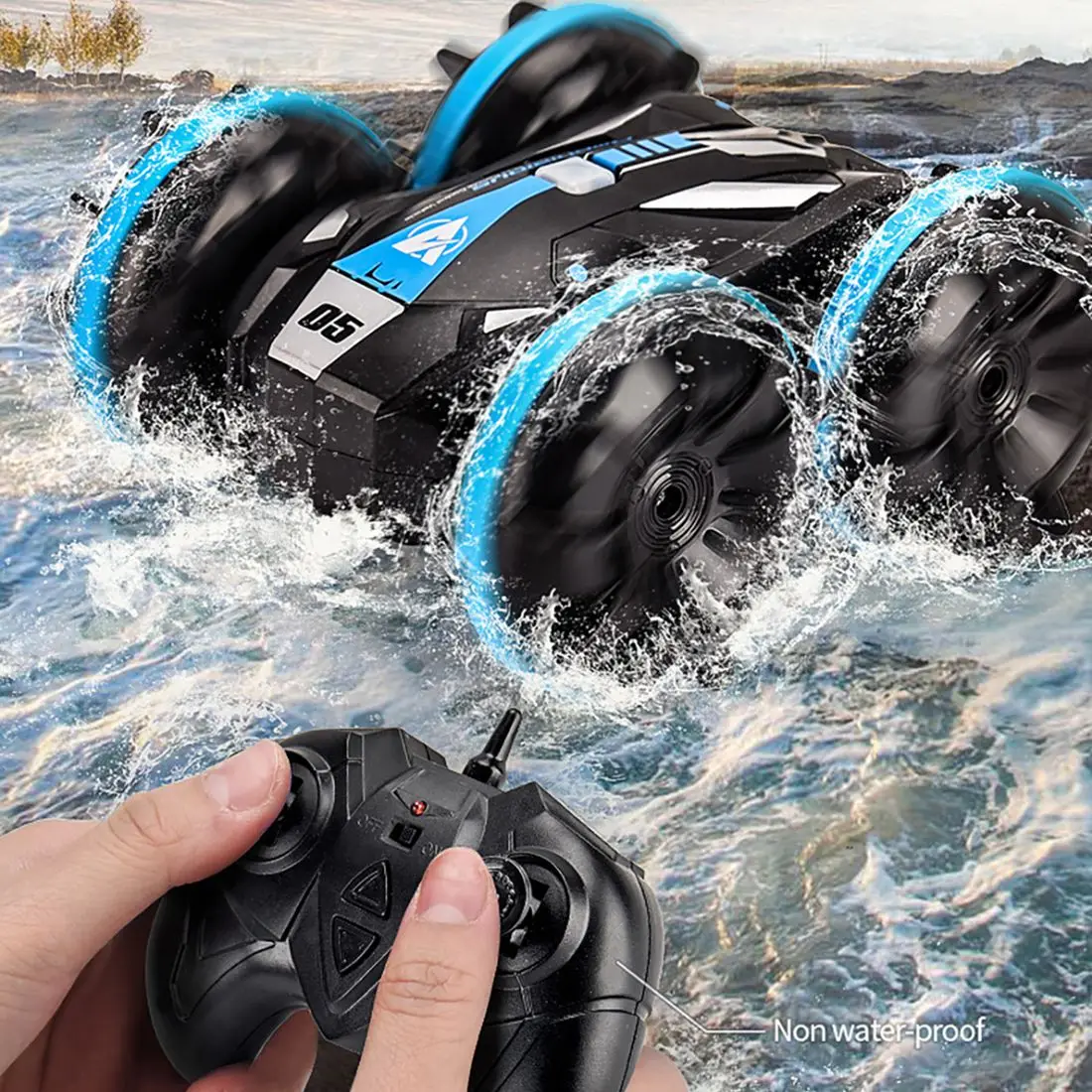 

Modern JJRC 1:24 Children's Toy 4WD Amphibious Remote Control Stunt Car A
