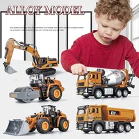 1/50 Scale Alloy Excavator Toy Car Children Boy Simulation Engineering Vehicle Bulldozer Road Roller Mixer Truck Model Kids Gift