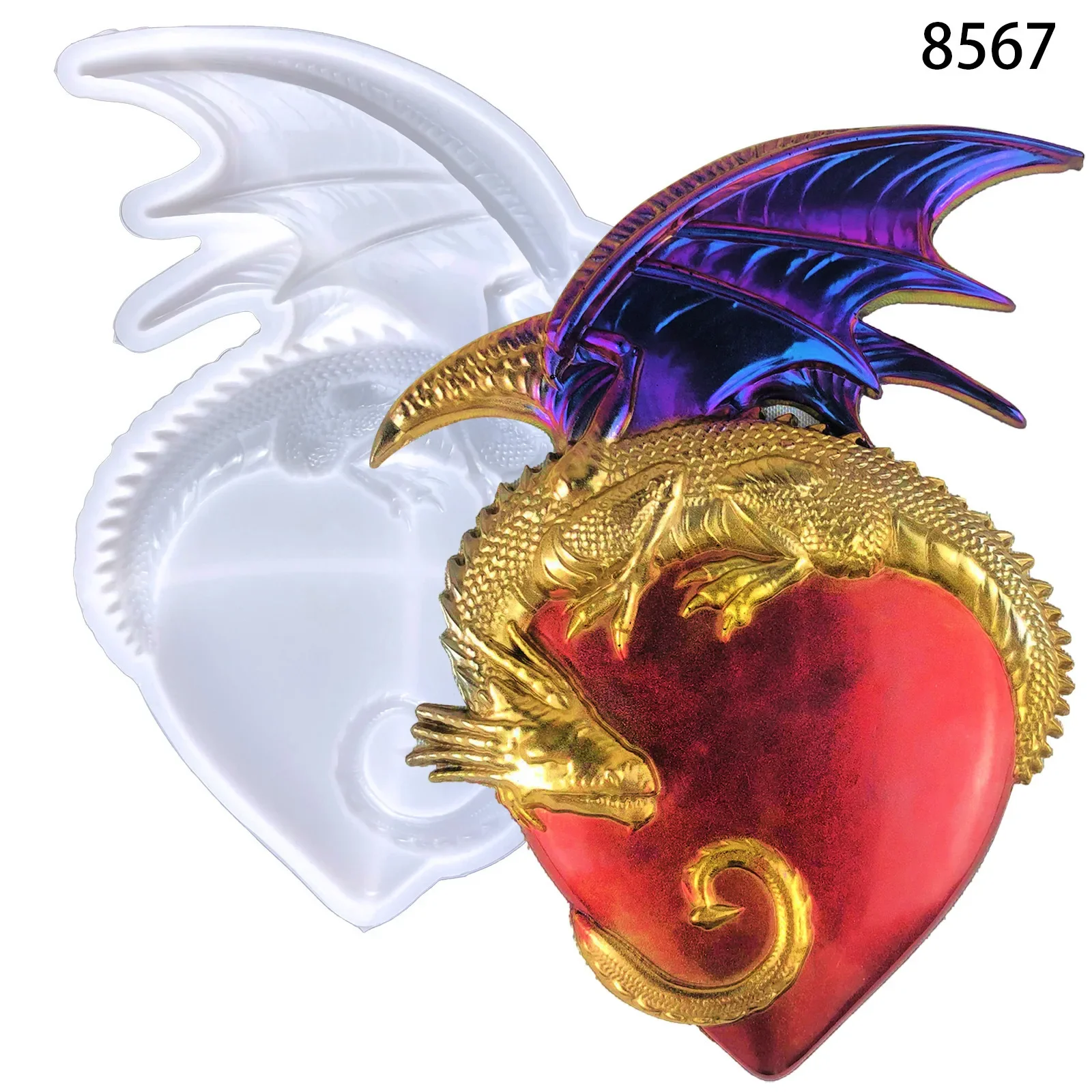 Love Dragon Silicone Mold, DIY Wall Decoration, Pendant, Semi-three-Dimensional, Flying Dragon Wings, Silicone Molds