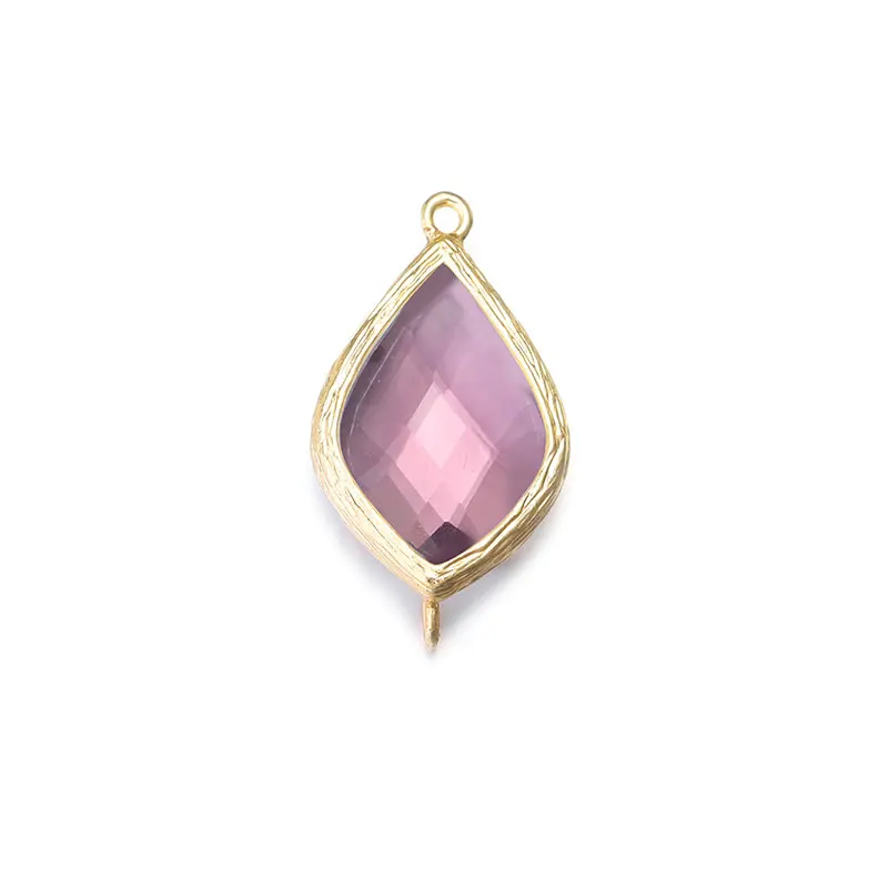 4PCS 14x24MM High Quality 18K Gold Color or Silver Color Brass Colourful Glass Beads 2 holes Drop Shape Connect Charms
