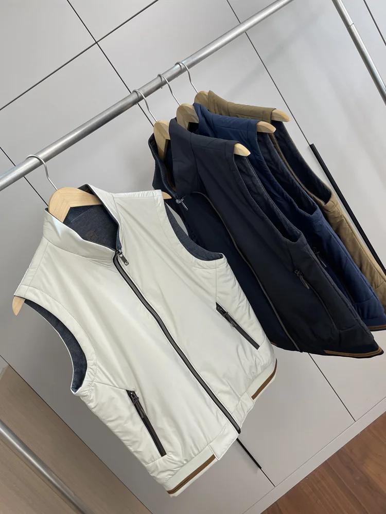 

Double-Sided Wearable Svel Jaet for Men High-End Busin Casual Vest Trendy Autumn Faion Youth ular V...