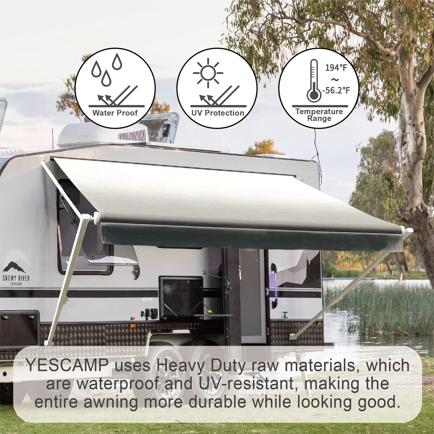 STLF Awnlux W5600 PVC Vinyl Fabric Customized Sizes Rv Roll up Camping Trailer Awning With LED Light