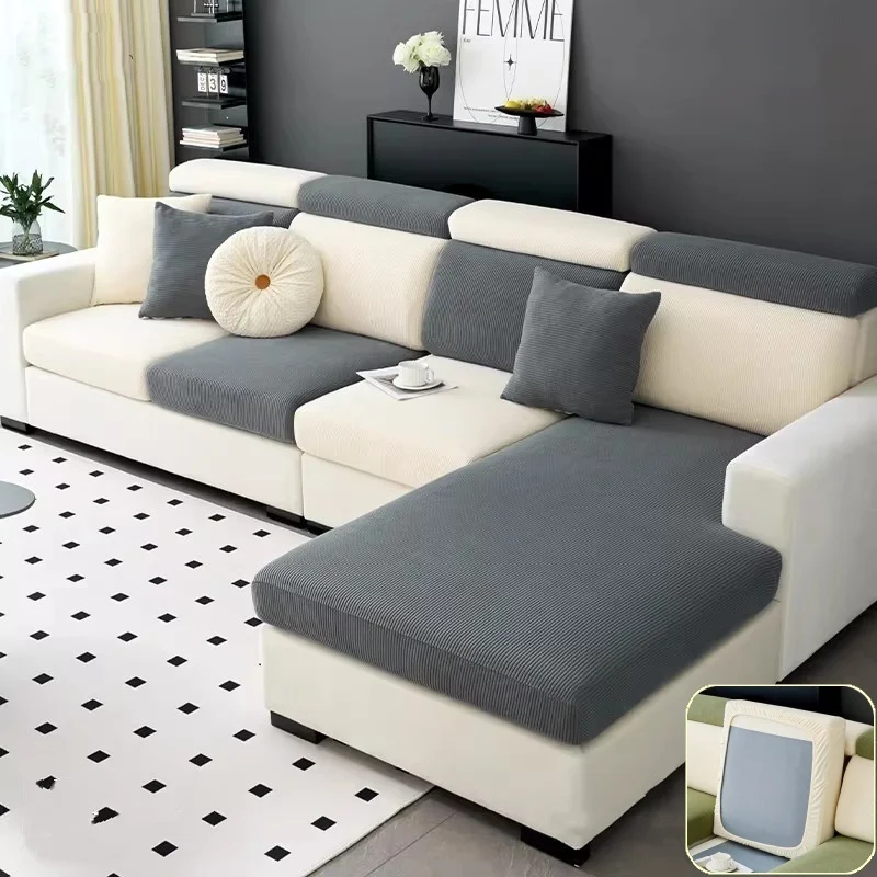Minimalist Corduroy Sofa Cover Full Wrap Universal Couch Cushion Covers L-shape Chaise Lounge Slipcover Dustproof Protector