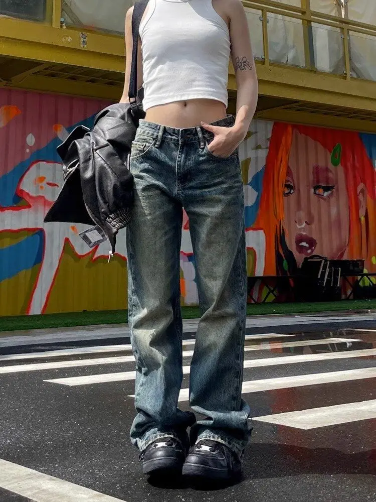 

Women's Ripped Jeans Women High Waist Korean Streetwear Y2k Clothes American Vintage Cargo Pants Womens Harajuku Fashion Baggy
