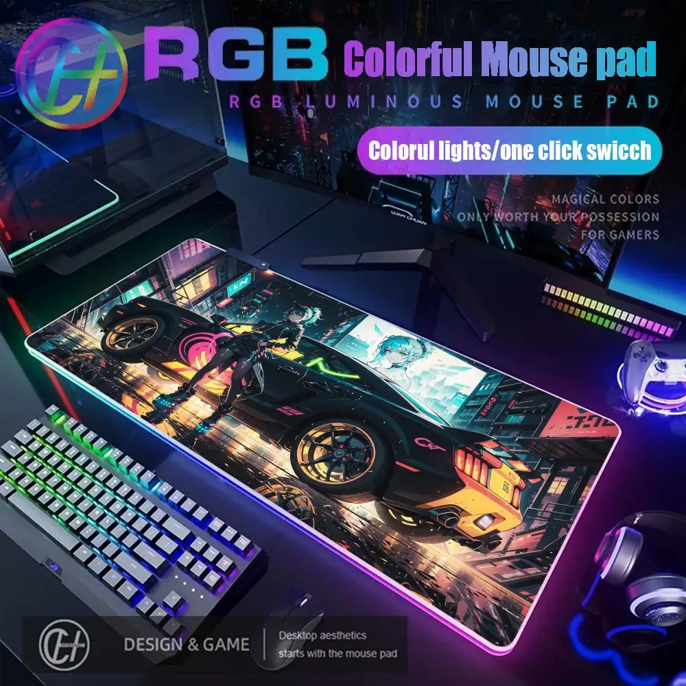 

Киберпанк спортивный автомобиль красота красивый киберпанк коврик для мыши RGB игровой HD геймер большой светодиодный светильник XXL коврики для мыши ПК компьютерный ковер