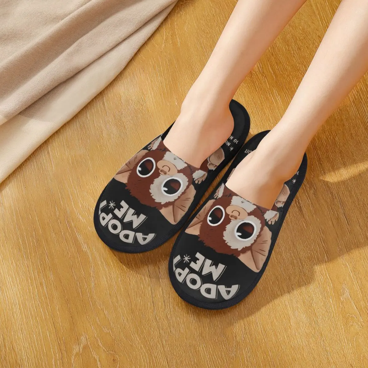 Women Winter House Cotton Slippers Adopt Me Household Fur Slides Slippers Indoor Gizmo Gremlin Halloween Soft Anti-skid Slides