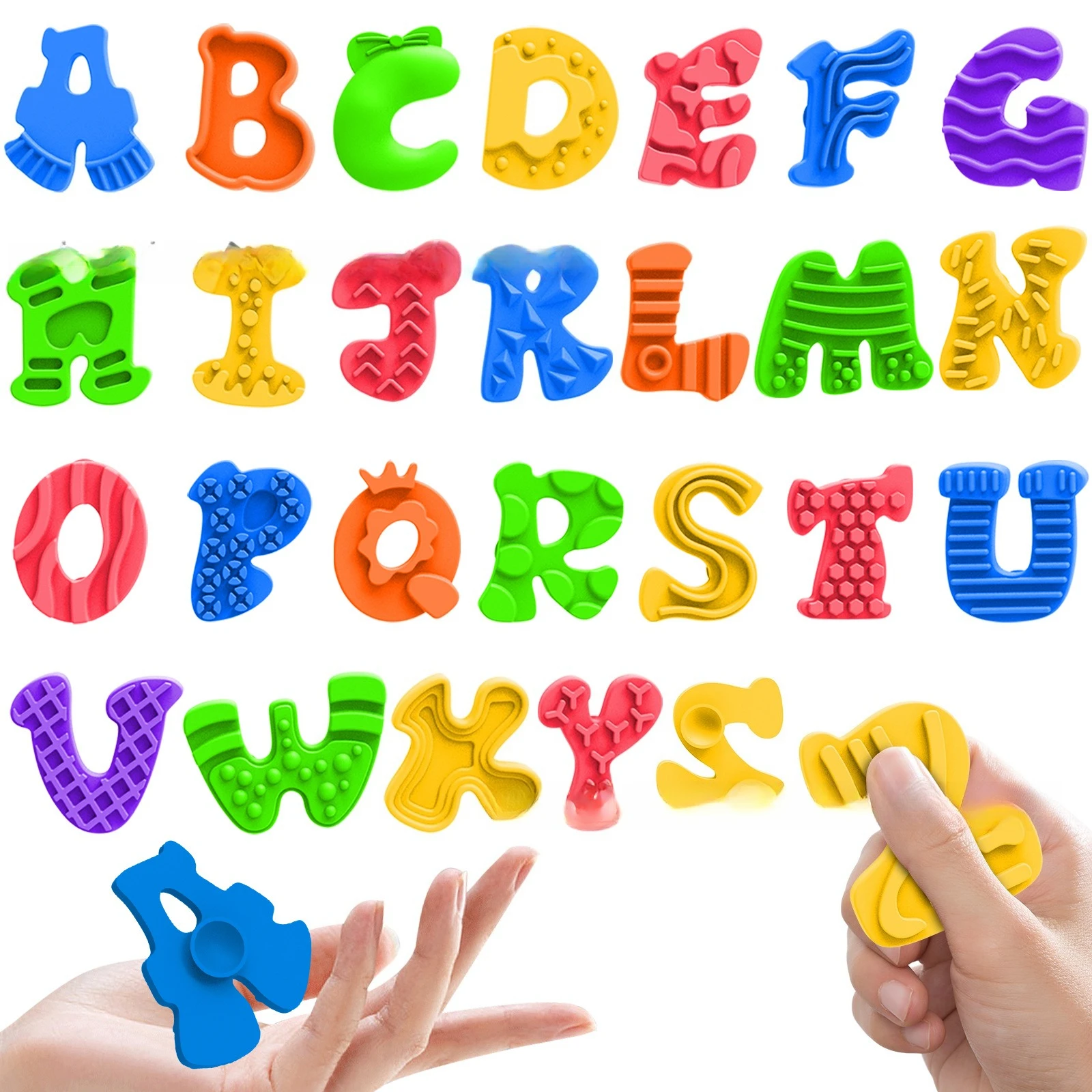 

Fashion Creativity Best-selling 26-letter Sensory Silicone Texture Suction Cup Decompression DiyABC Letter Student Puzzle