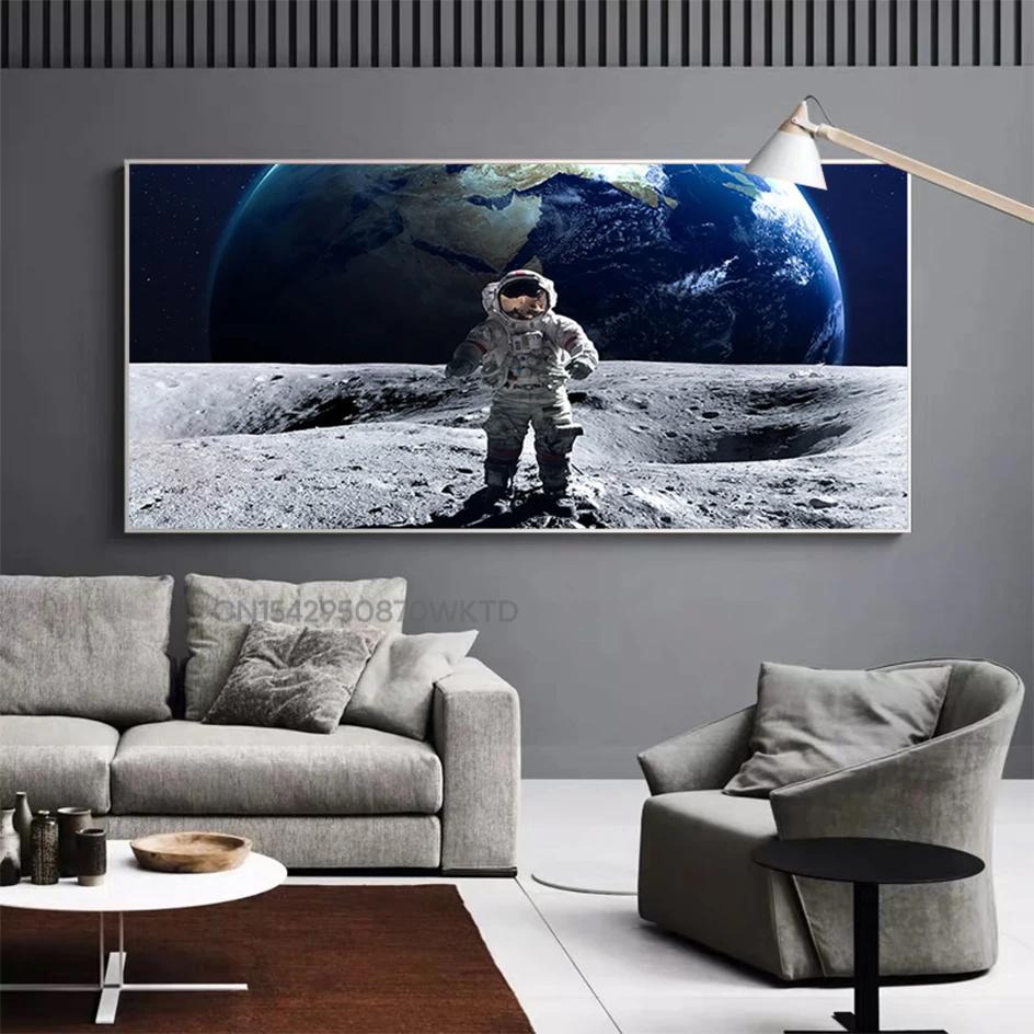 

Astronaut Space Universe Canvas Painting Galaxy Stars Wall Art Planet Earth Moon Poster Science Picture Living Room Home Decor