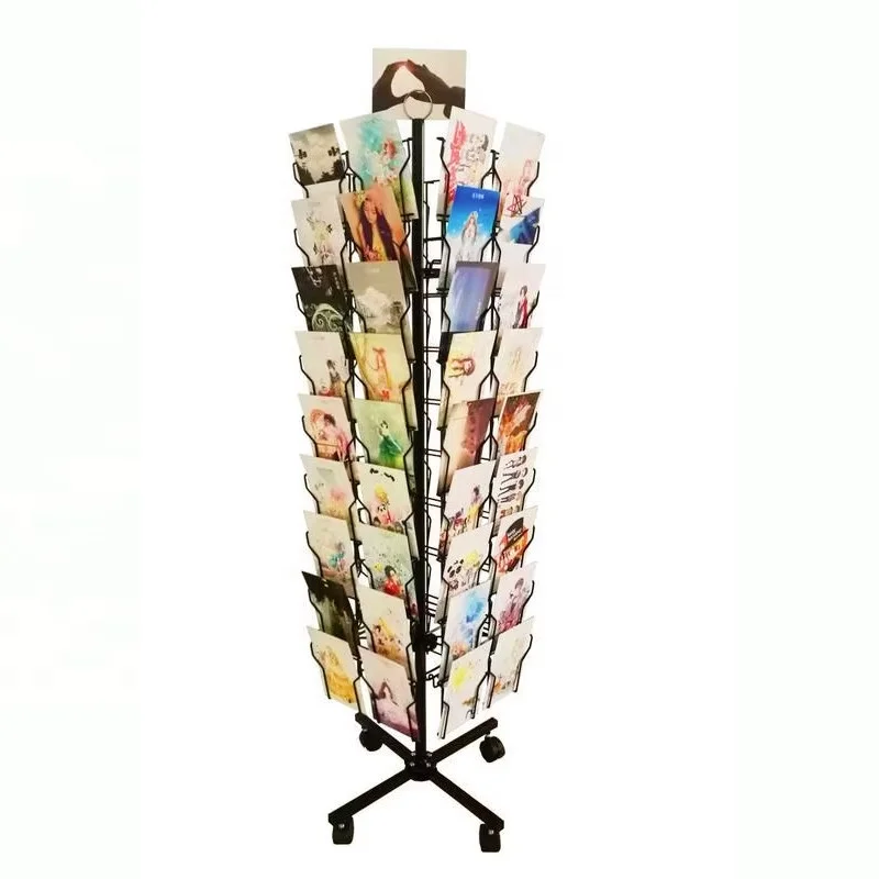 Custom Modern for Floor Standing Comic Note Book Magazine Greeting Gift Card Postcard CD Metal Wire Display Rack Stand